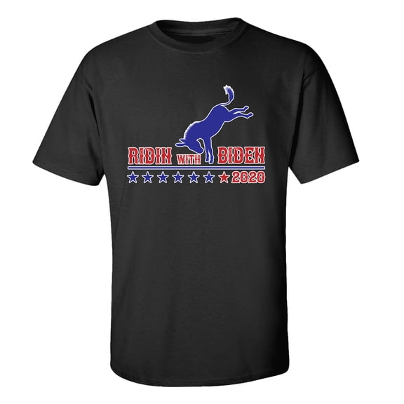 Trenz Shirt Company Ridin with Biden 2020 Unisex Short Sleeve T-shirt-Black-small