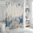 thumbnail image 6 of Blue Starfish Coastal Shower Curtain, Waterproof Shower Curtains for Bathroom, Eucalyptus Summer Nautical Shell Rustic Washable Fabric Bathtub Curtain Set Bath Decor with 12 Hooks 72"x78", 6 of 8