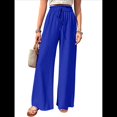 thumbnail image 3 of Pantalones de Salón de Pierna para Mujer, Cintura Alta, Ajustables, con Nudo de Lazo, Holgados. Azul M, 3 of 10