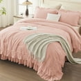 thumbnail image 2 of ANGENIA King Size Comforter Sets Blush, 3 Pieces Soft Fluffy Ruffle Bedding Comforter Sets for King Bed, All Season Farmhouse Shabby Chic Lightweight Bed Set, 2 of 7