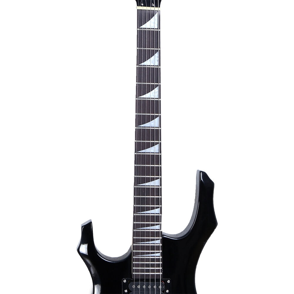 Flame Shaped Electric Guitar with 20W Electric Guitar Sound HSH Pickup Novice Guitar Audio Bag Strap Picks Shake Cable Wrench Tool Black