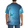 thumbnail image 5 of Vsdgher Butterflies And Waterlily In Water Print Men's Wrinkle Free Untucked Cuban Shirt Business Casual Button Down Shirts Short Sleeve Shirt, 5 of 7