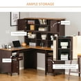 thumbnail image 4 of HOMCOM L Shaped Computer Desk with Hutch, 59" Corner Desk, Space Saving Home Office Desk with Storage Shelves, Drawer and Cabinet, Coffee Brown, 4 of 9