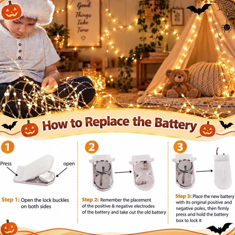 Warm White Fairy String Lights Battery Operated 12 Pack photo 2