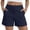 Navy, variant on fatyb Women's Shorts Summer Casual Shorts Elastic Waist Solid Color Comfortable Shorts with Pockets