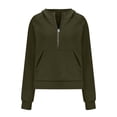 thumbnail image 4 of SDNall Half Zip Sweatshirt Women Half Zip Cropped Hoodies Fleece Quarter Zip Up Pullover Sweatshirts Winter Clothes 2023 Outfits Sweater Coat (Green, Sizes S-XXL), 4 of 9