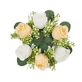 thumbnail image 1 of Anillo de vela floral artificial, corona de vela, corona de rosas pequeñas, anillo de vela de flor sintética, portavelas para cena fiesta en casa Champán, 1 of 8