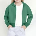 thumbnail image 2 of zbxnLI Athletic Hoodie for Girls Cropped Sweatshirt Zip up Jacket Lightweight Long Sleeve Spring Fall Outwear, 2 of 9