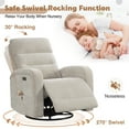 thumbnail image 4 of Aemeios Swivel Chenille Rocker Glider Power Rocking Recliner with USB and Type-C Ports, Camel, 4 of 9