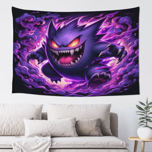 Gengar Tapestry Wall Hanging for Men Women Bedroom Tapestries Poster Blanket College Dorm Home Decor 60 X 40 Inches
