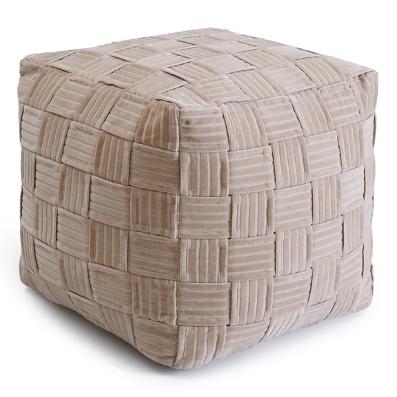 Better Homes & Gardens Velvet Woven Pouf Cover, Latte Swirl