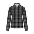 thumbnail image 5 of Aobny Casual Womens Shirts Gray Formal Plaid V-Neck Button Down Long Sleeve Blouse Juniors Shirts, 5 of 5