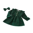 thumbnail image 3 of PENGXIANG Bébé Filles Automne Hiver Velours Côtelé Robe à Manches Longues Bandeau Robes Enfants Vin Rouge 6-12 Mois, 3 of 9