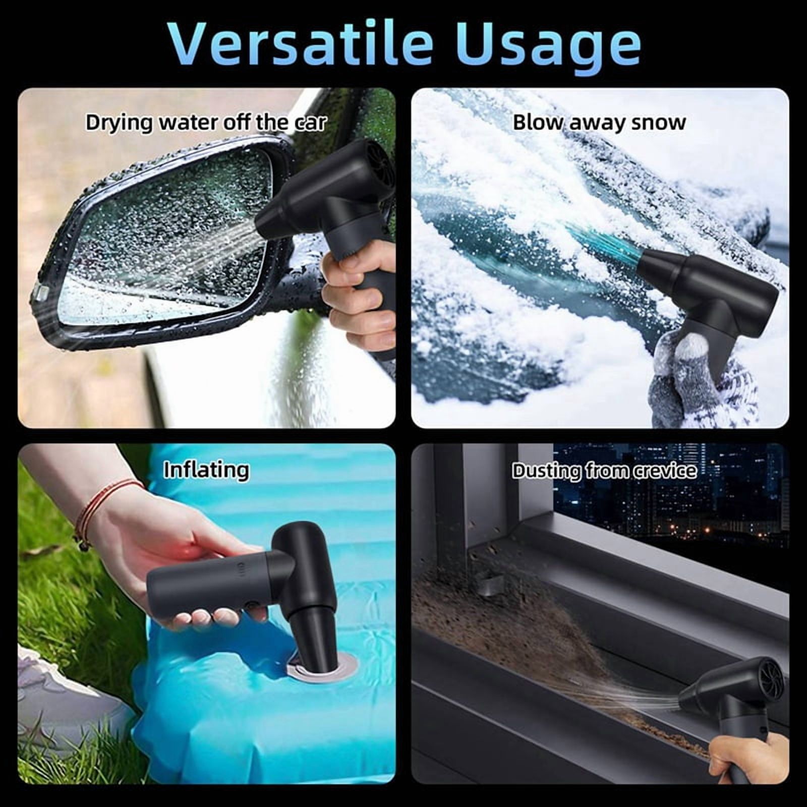 2X Compressed Air Duster,180000RPM Dryer Blower,3 Gear Portable Electric Air Duster,for Car Dry,Keyboard Computer
