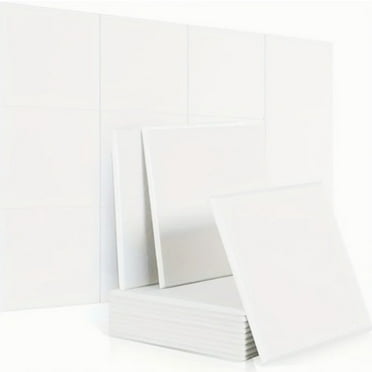 Sound Absorbing Noise Dampening Acoustic Self-adhesive Panel Wall Treatment 9" x 9" x 0.4", White Square, 12-pack