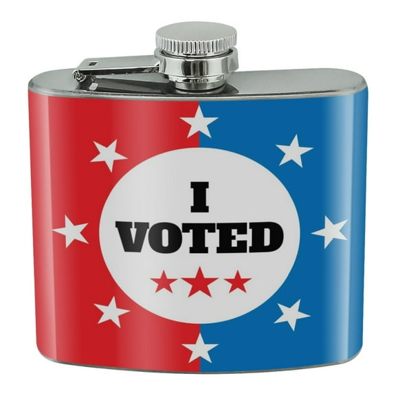 I Voted Red White Blue Patriotic Stainless Steel 5oz Hip Drink Kidney Flask