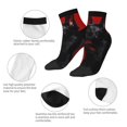 thumbnail image 3 of Bingfone Black Dog Red Background Design Patterned Men's Women's Casual Cotton Socks, 3 of 5