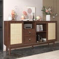 thumbnail image 3 of Rattan Sideboard with Sliding Doors - 61" Storage Cabinet - Modern Rustic Style, 3 of 8
