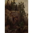 thumbnail image 2 of August Cappelen 11x14 Black Ornate Wood Framed Double Matted Museum Art Print Titled: Landscape Study with a Precipice (1850), 2 of 5