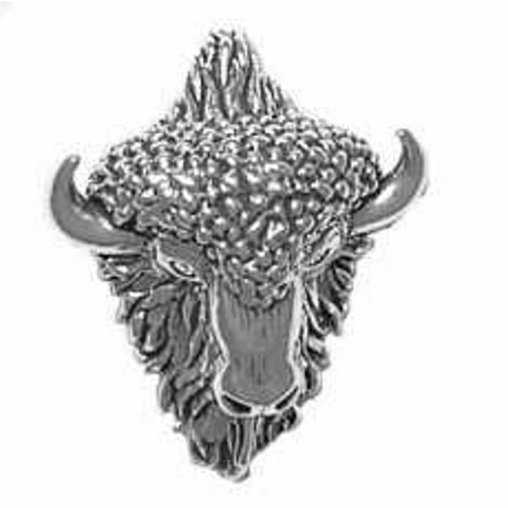 Sterling Silver 30" 1.2mm Box Chain 3D Buffalo Bison Head Horns Pendant Necklace
