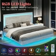 thumbnail image 4 of Merluxy King Floating Bed Frame with Recline Headboard,LED Light, No Box Spring Needed/Noise Free, Distressed White, 4 of 8