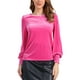 thumbnail image 1 of Blusa de terciopelo INSPIRAR CHIC para mujer, de cuello redondo, manga larga abullonada, top casual M color rosa intenso, 1 of 6