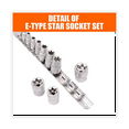 thumbnail image 3 of Juego de vasos de estrella E-TORX hembra con riel, 11 piezas, juego de vasos de estrella externos hembra E4 - E20, juego de vasos dinamométricos de acero de aleación, 3 of 8