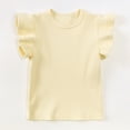 thumbnail image 3 of LUOGENLI Girl Summer Outfits Size 8/9 Summer Baby Boy Girl Clothes Solid Cotton Short Sleeve Knitted Ribbed Shirt Flared Pants Set Outfits 4th of July Outfits for Toddler Girls 3T 9-12 Months, 3 of 5