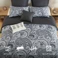 thumbnail image 3 of Regency Heights 8-Piece Comforter Set Reversible Floral Bedding with Bed Skirt and Decor Pillows,King,Black, 3 of 6