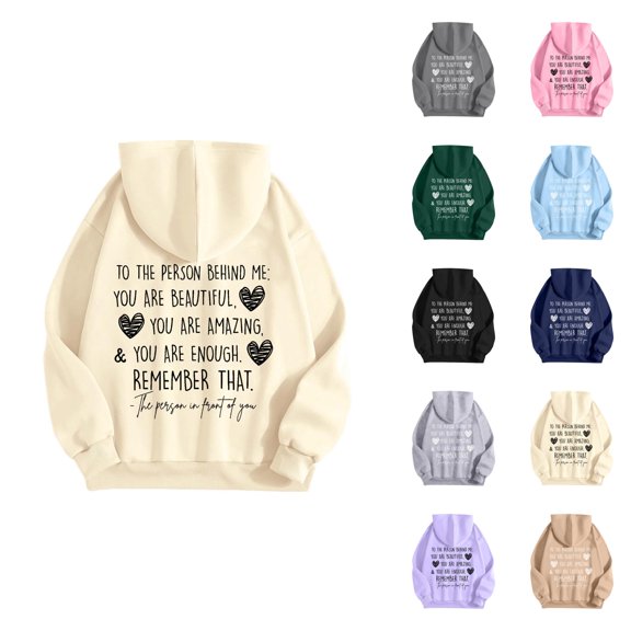 Dear Person Behind Me Hoodies for Women 2026 Casual Long Sleeve Inspirational Graphic Sweatshirt with Pockets Pullover Top