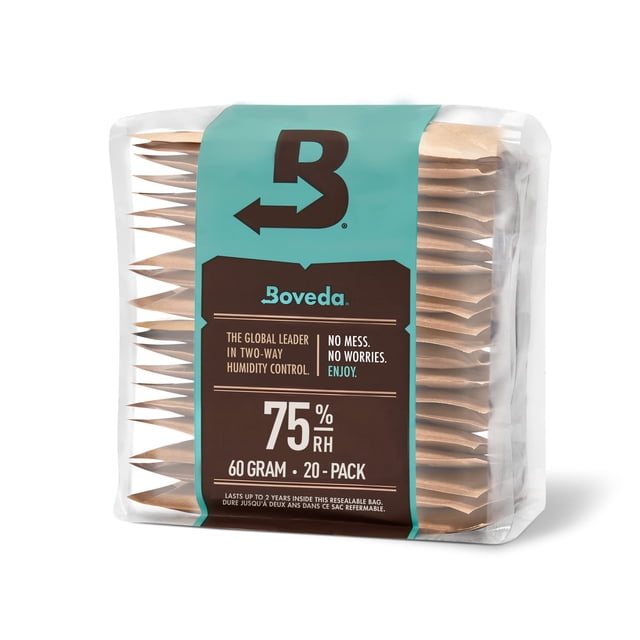 Paquetes de control de humedad Boveda 75%, tamaño 60, paquete de 20