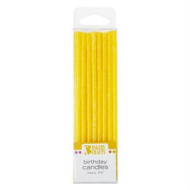 24 Yellow Slim Glitter Candles
