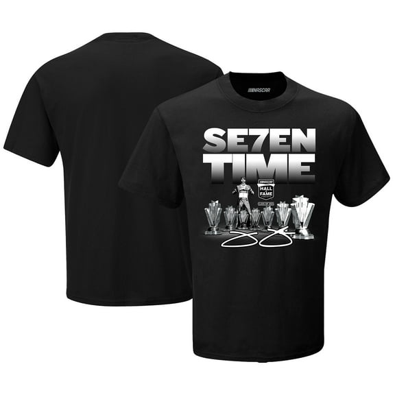 Men's Checkered Flag Sports Black Jimmie Johnson NASCAR Hall of Fame Class of 2024 Seven-Time T-Shirt