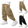 thumbnail image 5 of Utoimkio Toddler Boys Pull On Cargo Pants Casual Loose Straight Leg Lounge Pants Size 5-16T, 5 of 5