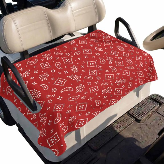 Golf Cart Seat Cover Red Paisley Club Car Golf Cart Seat Covers Soft Absorbent Golfcart Towel Blanket Bohemian Flower Cashew Golf Seat Covers for Cart Decor Fits 2 & 4 Passenger 51"x31"