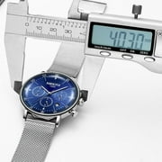 Nibosi Mens Watches Luxury Sport Wrist Watch Unique Design Stainless Steel Auto Date Mesh Strap Men Fashion Casual Quartz Watch - Quartz Wristwatches