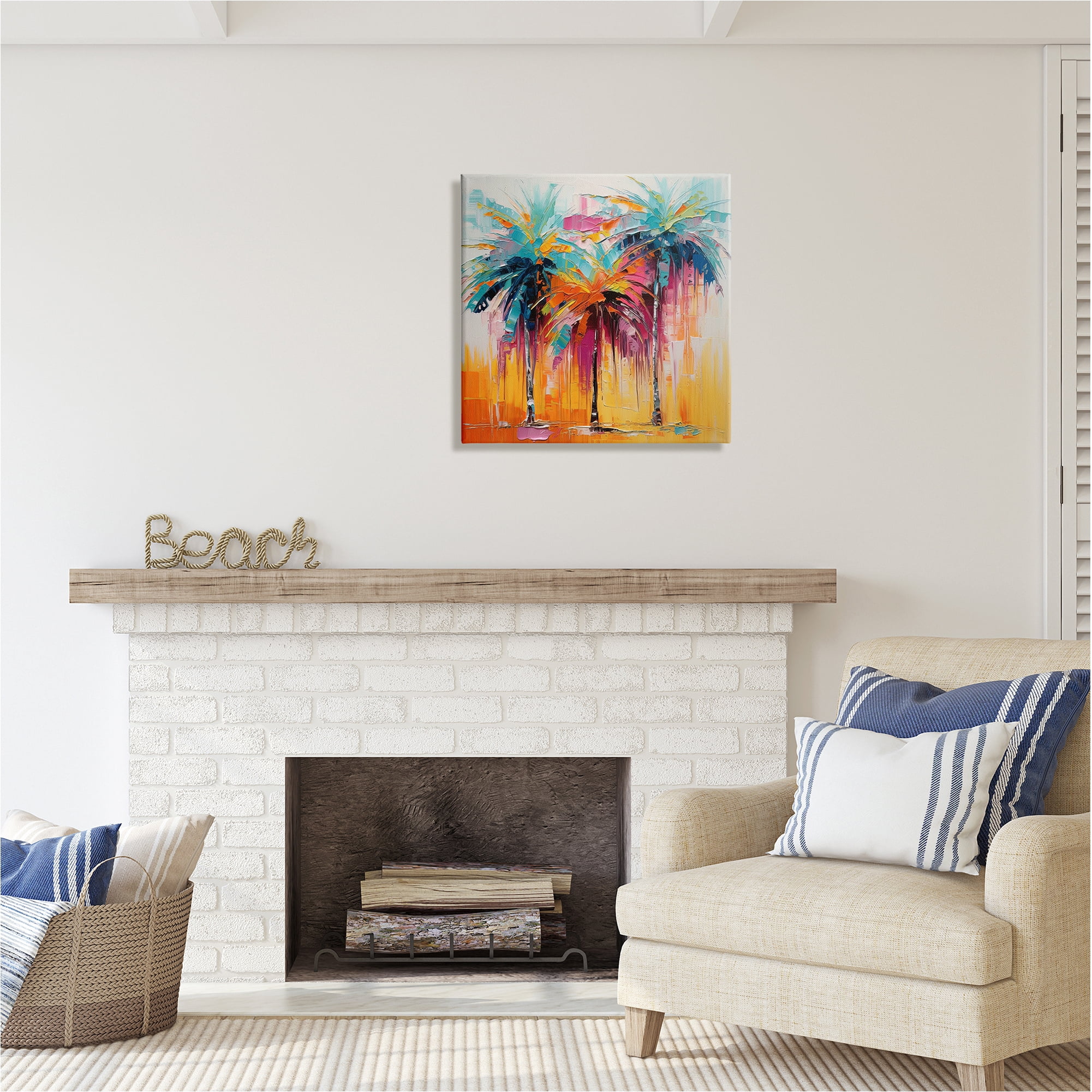 Stupell Industries Vivid Modern Palms Botanical & Floral Painting Gallery Wrapped Canvas Art Print Wall Art, 24 x 24
