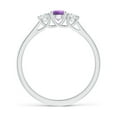 thumbnail image 2 of ANGARA Natural Classic Round Amethyst and Diamond Three Stone Ring in 925 Sterling Silver for Women (Size-4mm) | February Birthstone, Anniversary, Jewelry Gift for Women | Natural Amethyst Ring, 2 of 8