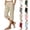 Khaki, variant on Hulanddfd Women's Pants Solid Color Loose Fit Straight Leg Pocket Side Slit Button Capri Pants Army Green Size 3XL