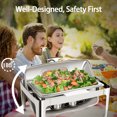 thumbnail image 3 of Jacgood Rectangular Roll Top Chafing Dish Buffet Set with Visible Lid,1 Full Size & 2 Half-Size Chafing Server Dish,Catering Food Warmer for Parties,Wedding,Birthday,Christmas,14QT Water Pan, 3 of 7