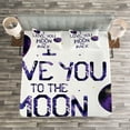 thumbnail image 3 of Ambesonne I Love You Quilted Bedspread Set 3 Pcs, Universe Moon Heart, Queen Size, Dark Purple, 3 of 3