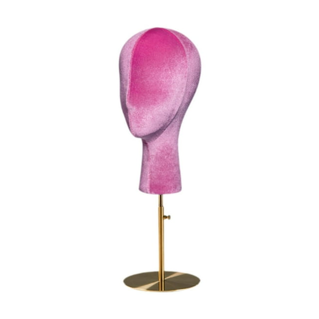 Soporte para pelucas, modelo de cabeza de maniquí, decoración del hogar, soporte para sombreros ajustable y estable, soporte de exhibición de pelucas Rosa Rojo Oro Base