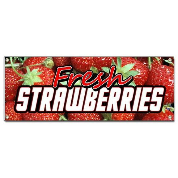 FRESH STRAWBERRIES BANNER SIGN fruit stand cart sign