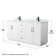 thumbnail image 4 of Elan TK 72" White Double Vanity & White Carrara Marble Top & Black Trim, 4 of 5