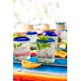 thumbnail image 3 of Set of 6 Hand-Blown Tumbler (10 oz) Glasses from Mexico with Cobalt Blue Rim - Rustic & Handcrafted Recycled Bubble Glass Drinking Glassware, 3 of 7