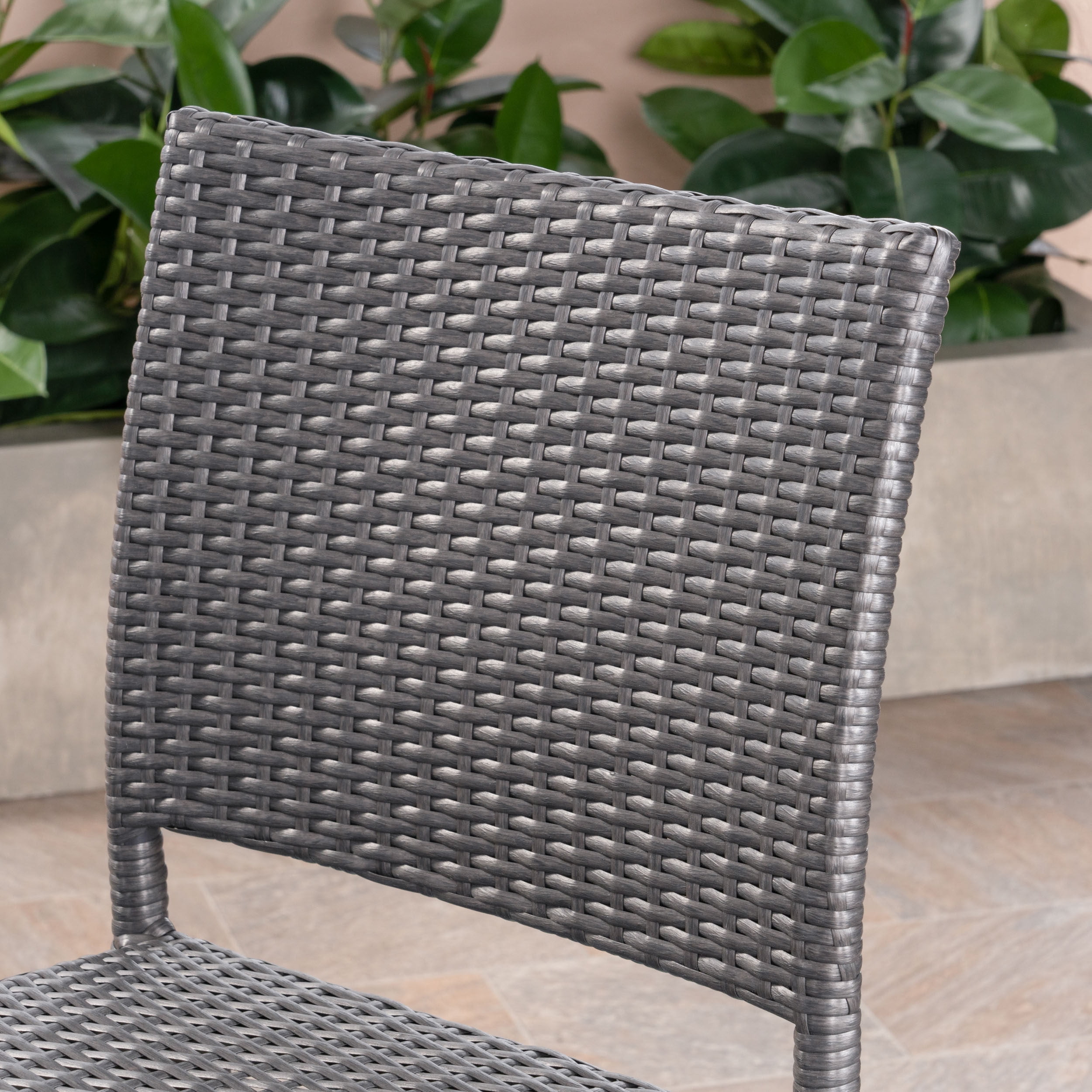 Armless Barstools 29 Inch Set of 2, Outdoor PE Rattan Stools for Patio Bar, Grey