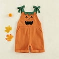 thumbnail image 6 of Shadoumai Halloween Romper Pumpkin Face Strappy Romper For Girls, Casual Cute Jumpsuit For Halloween Party Daily Clothes Romper, 6 of 7