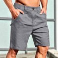 thumbnail image 4 of JTSRKL Men's Flat Front Dress Shorts Solid Zip Fly Button Elastic Waist Stretch Bottoms Quick Dry Business Golf Daily Sports Wear Short Pants Dark Gray S, 4 of 8