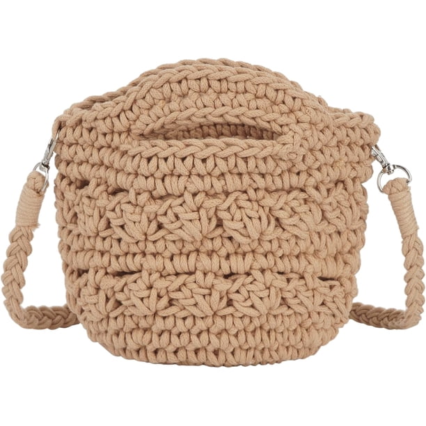 LHSHID Women Mini String Woven Cross-body Shoulder Bag Top-handle Bag