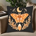 thumbnail image 5 of Set of 2 18x18in Throw Pillow Covers - Mystical Orange Moth with Floral Wreath Stars - Perfect for Couch Bed Car, 5 of 8